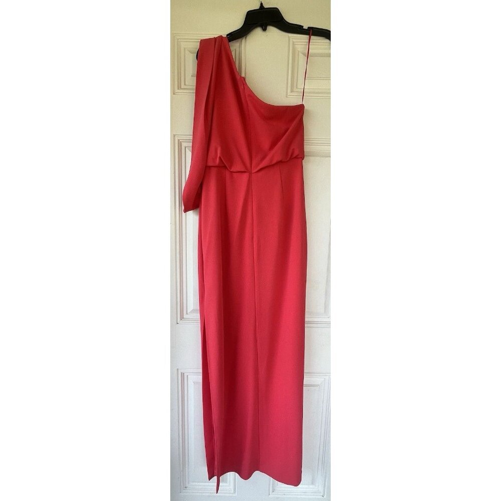 Belle Badgley Mischka Raya One Shoulder Draped Side Slit Maxi Dress Size 6 - Picture 10 of 12